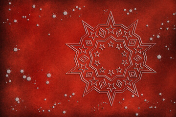 White christmas star in front of an abstract red background.