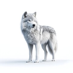 Majestic Grey Wolf Portrait on Pristine White Background