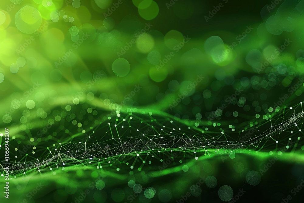 Aufkleber abstract green network with bokeh background