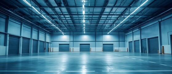 Empty Warehouse Interior with Industrial Design