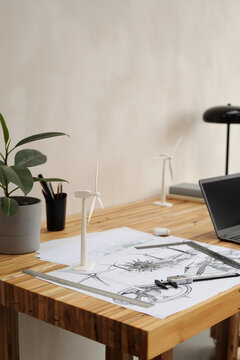 Creative Workspace Featuring Architectural Sketches