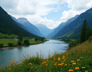  view of the river as it meanders through the green valley
