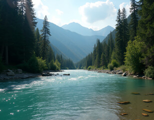 view of the river as it meanders through the green valley