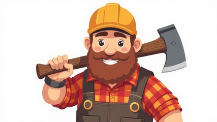 Fototapeta premium 4k illustration of cartoon lumberjack isolated on white background