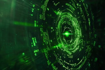 Fototapeta premium Exploring the Digital Frontier A Journey Through Green Data Visualizations and Technology Concepts