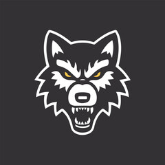 Angry Wolf Head Mascot Silhouette Vector Design