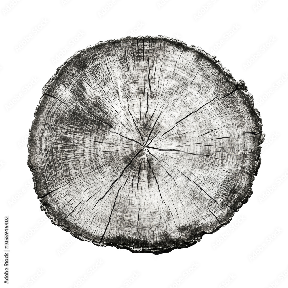 Poster cross section of tree isolated transparent background