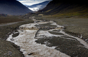 The landscape of Longyearbyen in Svalbard