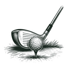 A hand-drawn sketch of a golf club and ball ready to go on the range