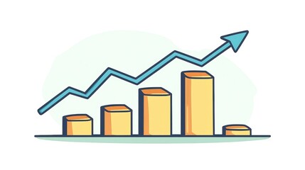Colorful bar chart with upward trend illustrating financial growth.