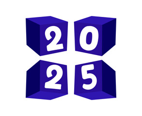2025 Happy New Year Blue And White 3D Design Abstract Elegant Vector Illustration