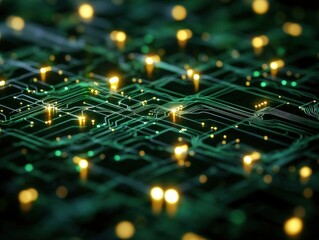 Exploring the Intricate Beauty of Circuitry in Modern Technology with Glowing Elements