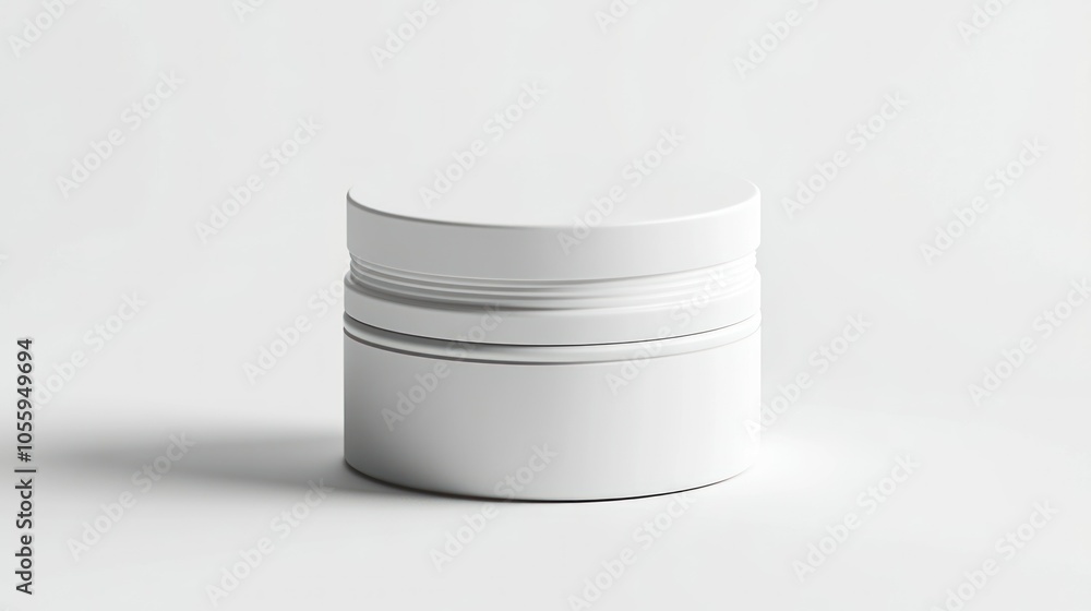 Poster White Round Container with a Smooth Surface and a Subtle Groove