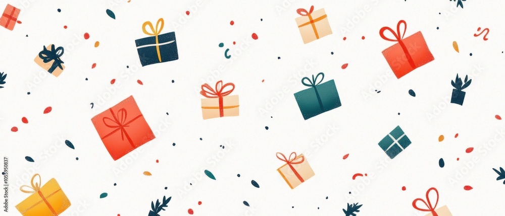 Poster a colorful pattern of presents with bows on them