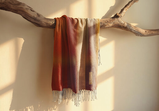 Realistic Scarf Mockup on a Wood Branch with Generative AI