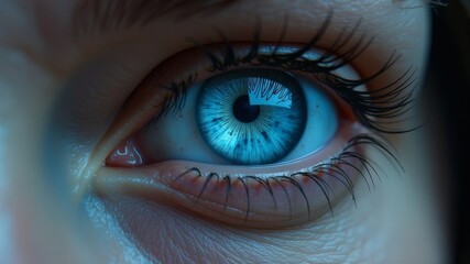 Fototapeta premium A close-up photo of the girl's eyes. Caucasian child, macro photography of a girl's eyes, natural beauty,
