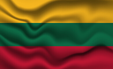 Waving Lithuanian Flag 3D Illustration. The National Flag of Lithuania.