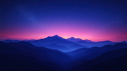 Silhouette of a mountain range with glowing fantasy light