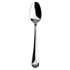 A sleek, shiny spoon set against a transparency background, showcasing its elegant design and polished surface.