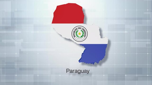 Detailed 3D Map With Flag Of Paraguay