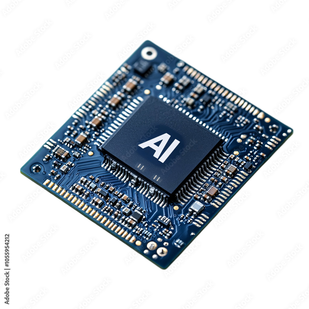 Aufkleber a close-up of a blue circuit board featuring a black chip labeled 