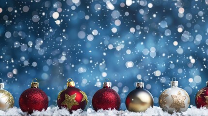 Fototapeta premium Christmas Ornaments with Blue Background