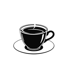Obraz premium a black and white illustration of a cup of coffee.