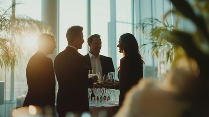 Fototapeta premium event planners discussing decor ideas in an elegant ballroom
