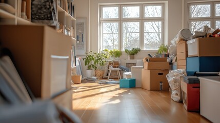 professional home organizer transforming a cluttered room into a clean, organized space