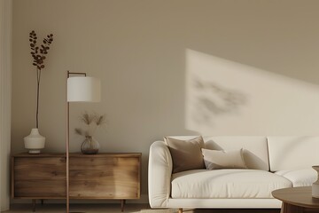 Modern Interior of Stylish Living Room ,Wall Mock Up, Frame , Poster with Beautiful Background, 3d render