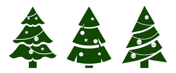 Isolate Christmas Tree vector design, Green Pine Tree Clip art illustration for Decoration, Celebrate Party infographic in Winter Seasin (Editable)