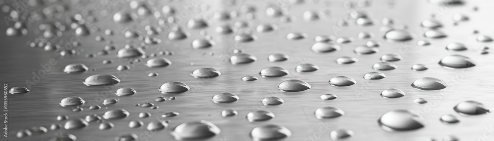 Poster the image is of a wet surface with many small water droplets scattered across it