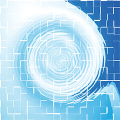 Gradient background top and bottom center light cyan and blue cross and round waves wallpaper circle wave