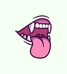 Cartoon mouth with fangs vector symbol icon design illustration and tongue vector symbol icon design 