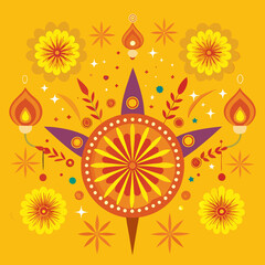 Background with flowers with Diwali 