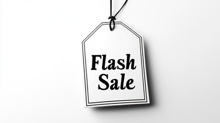 A clean black outline showcases a discount tag announcing a flash sale. The tag\'s simple design emphasizes urgency and is ideal for retail promotions or special offers