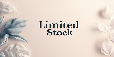 A bold limited stock message in black prominently features on a soft beige backdrop. The design includes ample copy space surrounding the text for customization purposes ideal for promotions