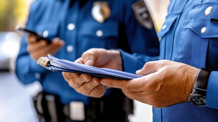 Police Officers Compiling Reports on a Pedestrian Incident