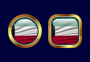 Glossy flag button of Kuwait, High quality web button design