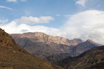 Cloudy sky over mountain range landscape