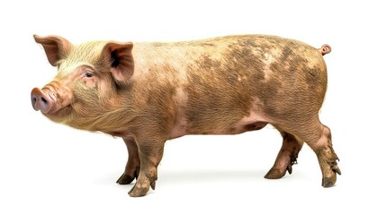 Fototapeta premium Pig standing on white isolated background.