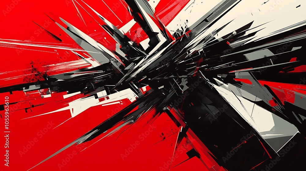 Aufkleber bold angular lines and shapes in dynamic composition