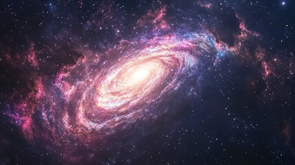 Obraz premium A panoramic view of the night sky, featuring a sea of stars and the vibrant colors of the galaxy's spiral arms.