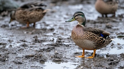 A mallard duck in the springtime at Maplewood Mudflats Wild Bird Trust in North Vancouver, British Columbia, Canada.
