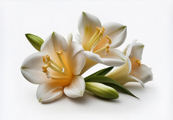 Tuberose and Lily isolated on white background 