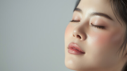Naklejka premium Serene Portrait of a Woman with Closed Eyes