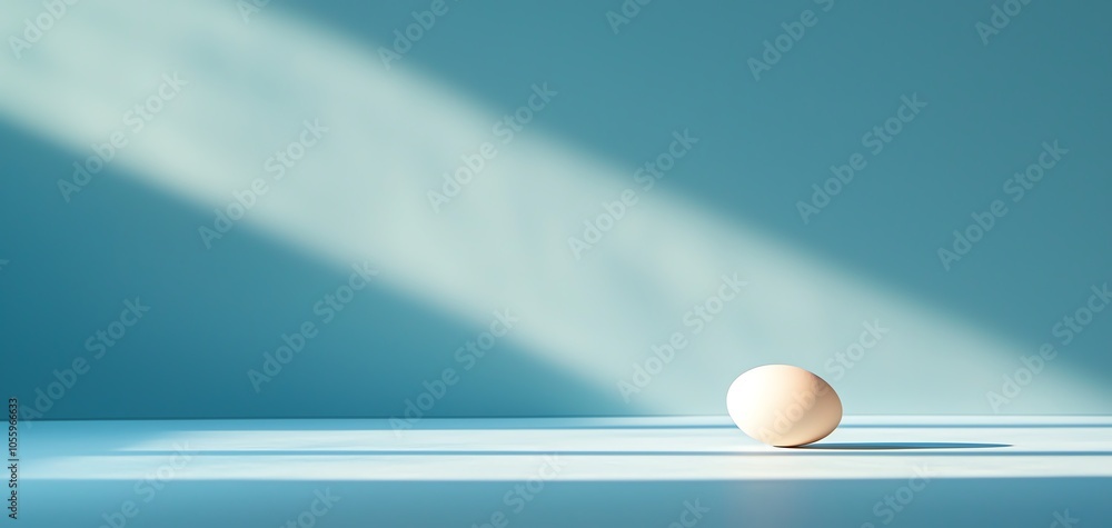 Poster An egg resting on a surface with soft lighting creating a calm atmosphere.