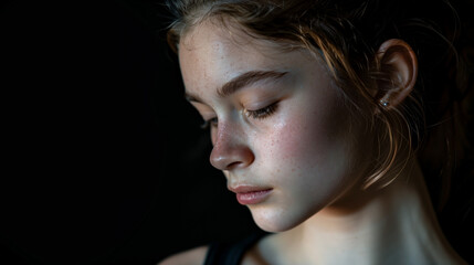 Portrait of a Young Woman in Thoughtful Contemplation