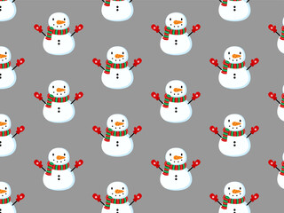 Cute snowman. Winter pattern. Vector illustration