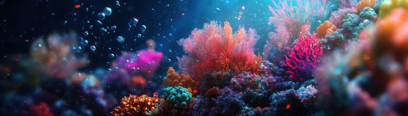 Obraz premium Enchanting dreamlike underwater coral reef with vibrant colors and gentle movement of marine life